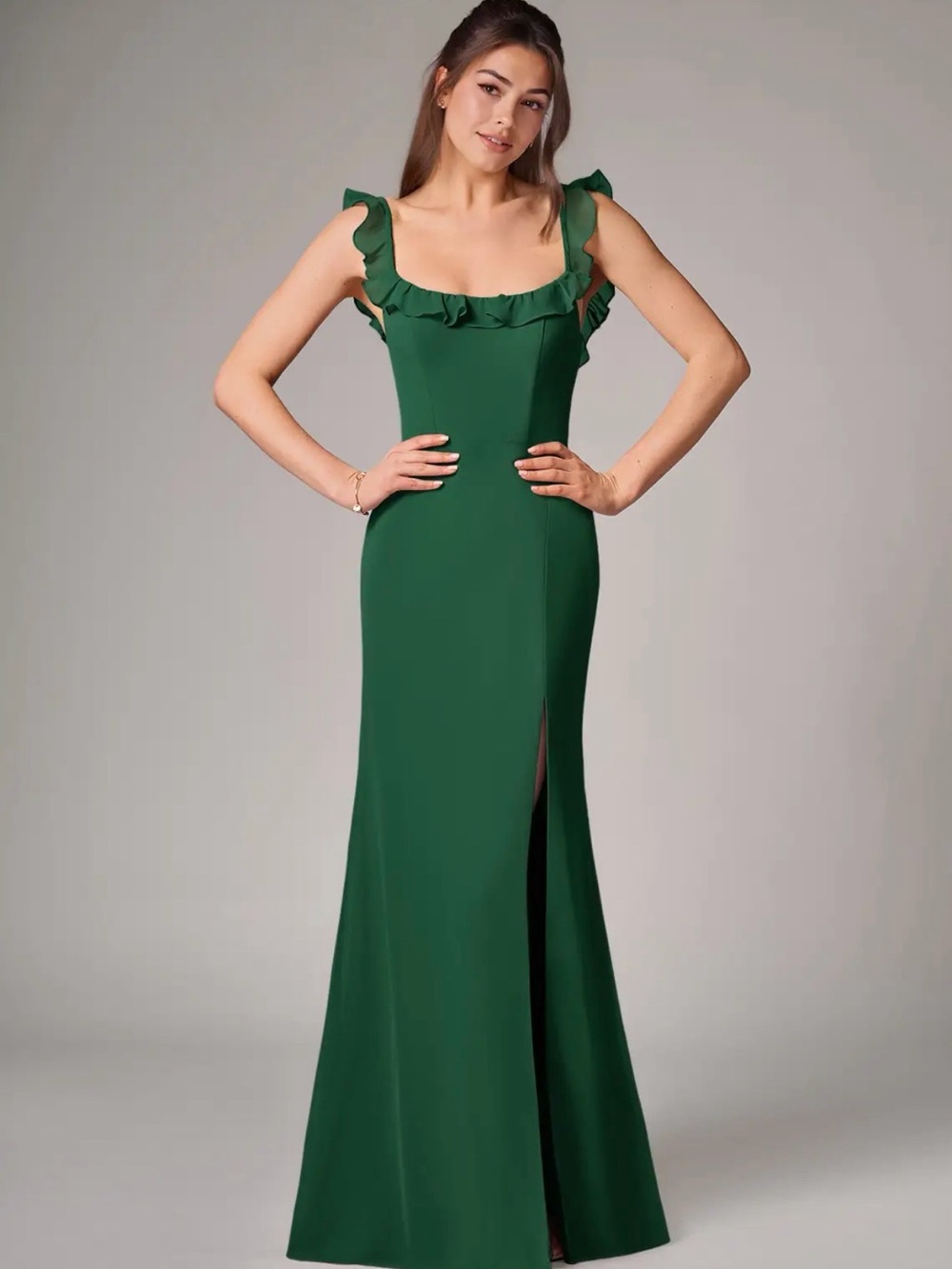 Azazie Callie Dress in Dark Green